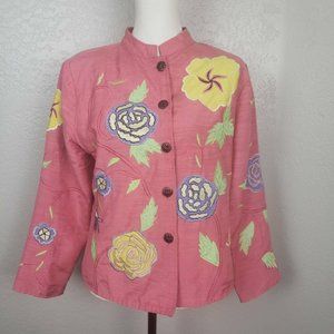 Alex Kim Pink Floral Blazer Jacket Medium